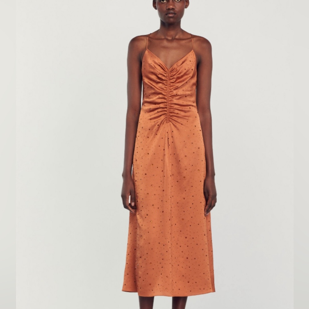 Sandro Rhinestone Praline Strasse Midi NWT